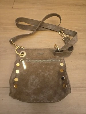 Hammitt Womens Tony Small Tan/Gold Shimmer Suede Brushed Metal Leather Bag, EUC - Image 1 of 4