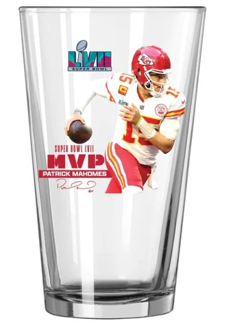 Kansas City Chiefs Super Bowl 57 Champions Patrick Mahomes MVP 16oz Pint Glass Cover
