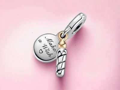 RETIRED Pandora Sterling Silver & 14k Gold Birthday Candle Dangle Charm - Image 1 of 3
