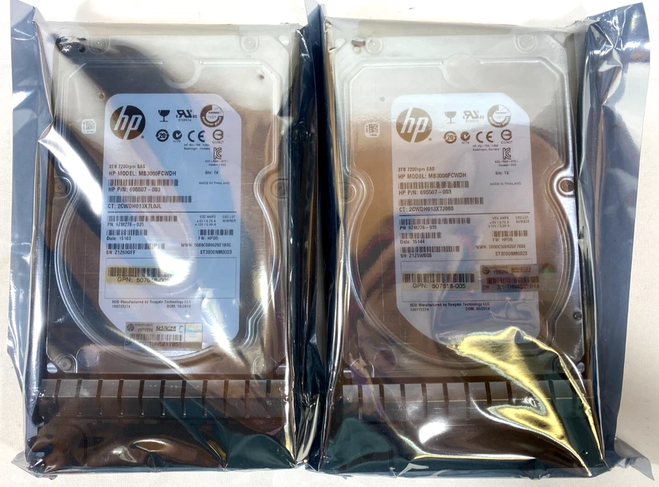 2x HP Enterprise 653959-001 652766-B21 3TB 6G SAS 7.2K 3.5in SAS MDL HDD - Image 1 of 4