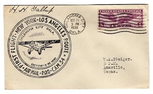 CAM 34W12 Oklahoma City OK - Amarillo TX 1930 Flight Pilot Autographed exSteiger - Picture 1 of 2