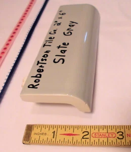 1 pc. Vintage *Slate Gray* Ceramic Tile; 2" X 6" Radius Bullnose: by Robertson - Picture 1 of 12