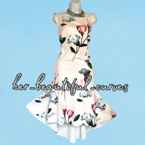 COAST HI LOW FLORAL PRINT JERSEY WEDDING OCCASION PARTY DRESS SIZE 24 - Picture 1 of 7