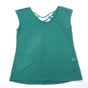 New York & Company Tank Top Women XS Teal Striped Cross Back Sleeveless Pullover - Picture 1 of 8
