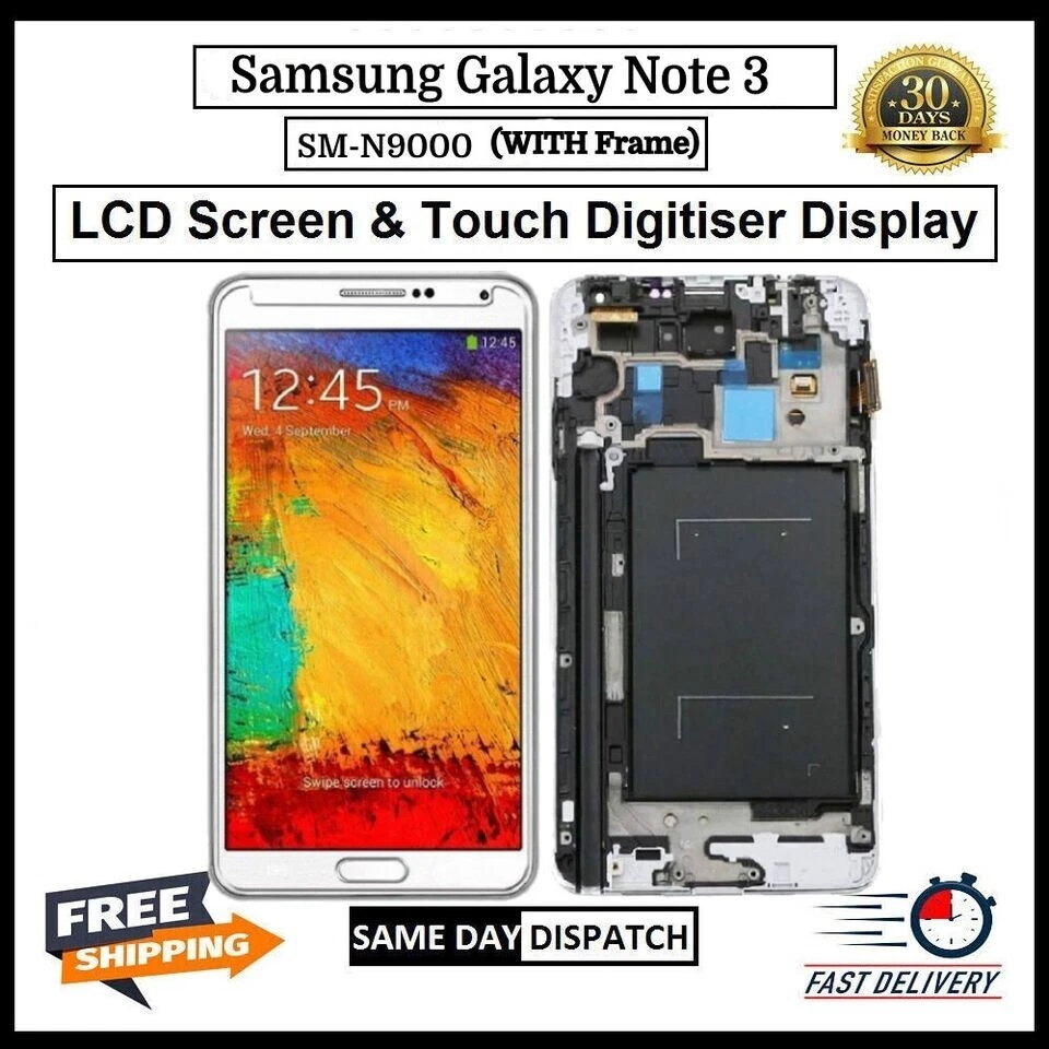 For Samsung Galaxy Note 3 N9000 WHITE Replacement LCD Touch Digitizer WITH FRAME - Image 1 of 1
