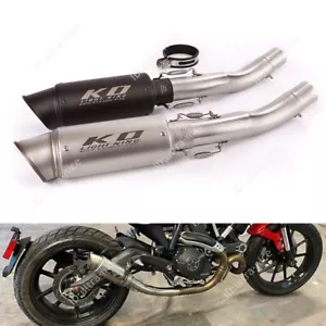 For Ducati Scrambler Monster 797 Slip-on Exhaust Set Mid Pipe 51mm Muffler Tips - Picture 1 of 12