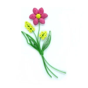 BOUQUET DE FLEURS en papier Quilling Fait main _ 10cm _ Scrap carterie embellis - Picture 1 of 30