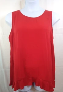 SIGNATURE COLLECTION Womens Sleeveless Keyhole Neck Ruffle Blouse Top 1X Red - Picture 1 of 9