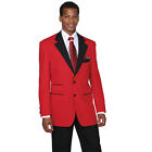 Costume à la mode homme 2 pièces 100 % poplin Dacron rouge deux boutons taille 38R ~ 56L