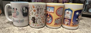 Set Of 4 Disney Jerrod Maruyama Coffee Mugs Aladdin Disneyland Bambi Dumbo Cups - Picture 1 of 4