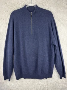 100% Kaschmir Half Zip Pullover Pulli Herren 2XL Blau Prestige Sport DEFEKTLOCH - Bild 1 von 9