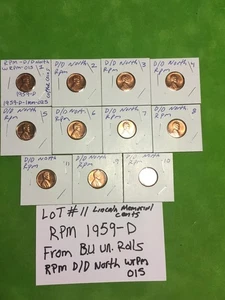 1959-D Lincoln Memorial Cent RPM Lot #11 Coins Mint Errors B.U UNC. - Picture 1 of 6