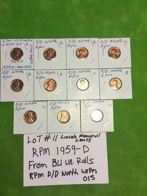 1959-D Lincoln Memorial Cent RPM Lot #11 Coins Mint Errors B.U UNC. - Image 1 of 4