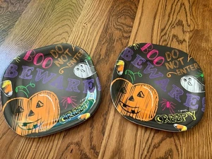 Citrus Grove Halloween Melamine Platesโฆ..set Of 2โฆ.pre-owned ๐๐๐๐ - Picture 1 of 4