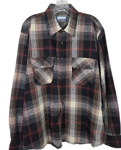 Vintage 70er Jahre Sears Fieldmaster Wollmischung kariertes Flanellhemd Größe XL 17-17,5 - Bild 1 von 5