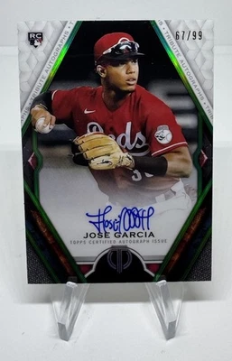 2021 Topps Tribute Jose Garcia Auto Green Rookie RC # /99 SP Reds 🔥 - Image 1 of 2