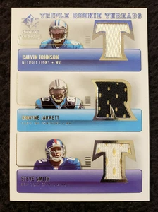 2007 SP Rookie Threads Calvin Johnson Dwayne Jarrett Steve Smith TRT-JJS MT - Picture 1 of 2