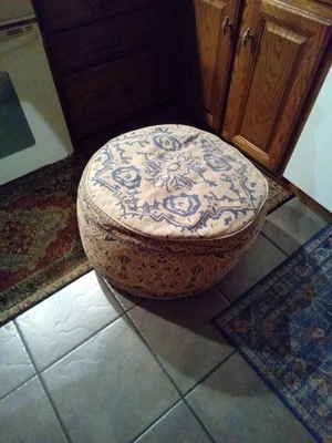 Puf Kilim tejido turco vintage cojín de piso taburete otomano jassock relleno antiguo Foto 1 de 4