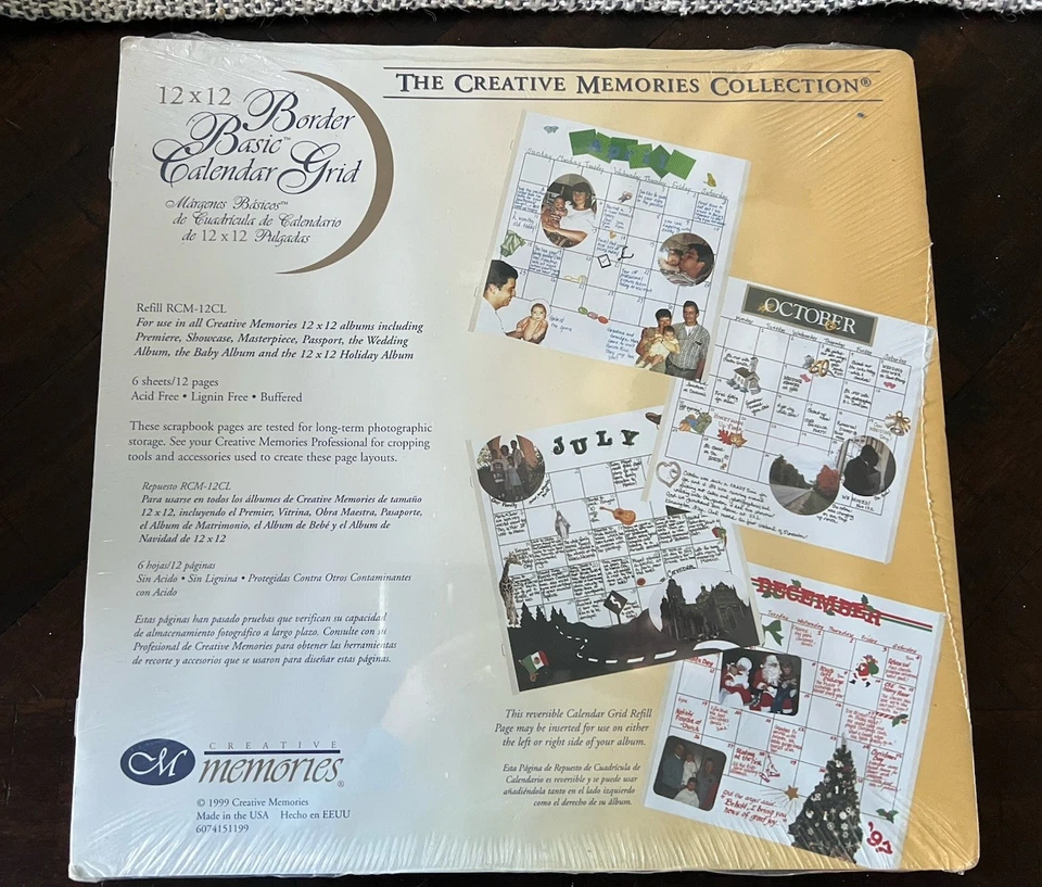 Creative Memories 12x12 Calendar Pages 6 White Sheets