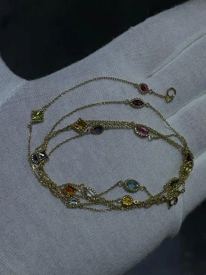 Collar de regalo de múltiples formas con capas de 36" de largo de piedras preciosas de color oro amarillo de 14k Foto 1 de 4