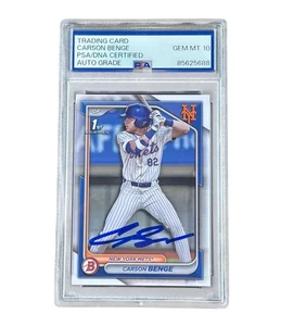 Carson Benge Signed 1st Bowman Paper Auto Card New York Mets Autographed PSA 10 - Picture 1 of 2