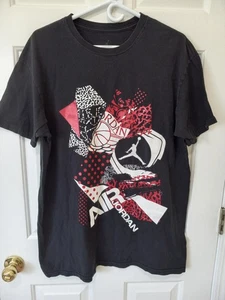 NIKE AIR JORDAN T-Shirt Herren schwarz Grafikdruck Kurzarm Baumwolle Freizeit XL - Bild 1 von 4