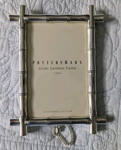 Pottery Barn versilbert Metall Bambus Rahmen 4" x 6" Tisch Stehgestell  - Bild 1 von 12