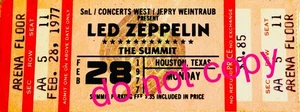Led Zeppelin ticket for the summit in Houston, TX 2:28/77 - Picture 1 of 2