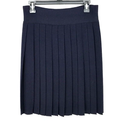 Laurel Escada Sweater Skirt Womens 8 US 40 EU Navy Blue Wool Knit Pleated Vtg - Image 1 of 4