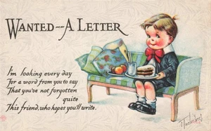 Twelvetrees Postcard Boy on Sofa Wanted A Letter Artist Signed c 1917 Y10 - Picture 1 of 2