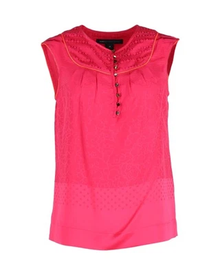 Blusa Marc Jacobs sem mangas abotoada em seda rosa - Imagem 1 de 3
