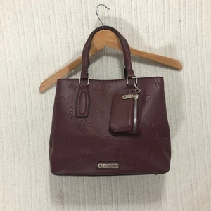 Adrienne Vittadini Satchel Purse Top Handle Embossed Faux Leather Burgundy - Picture 1 of 9