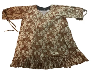 DRESSY MUU MUU LUAU KLEID 3-4XL ROT GOLD AUSGEFALLEN MUSCHEL MUSCHEL PRINT MIDI 3-4 ÄRMEL - Bild 1 von 10
