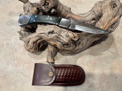 Hand Made San Mai Stainless Damascus Steel lock back folding pocket knife Carbon - Image 1 of 3