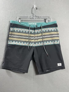 Katin Board Shorts Men's 36 Blue Striped Swim Trunks Surf Beach 8" Inseam - Picture 1 of 13