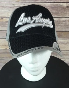 Los Angeles Baseball Cap Black/White Polyester Adjustable Closure Embroidered - Picture 1 of 9