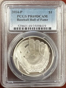 2014-P $1 BASEBALL HALL OF FAME SILVER DOLLAR PCGS PR69 DCAM #C146 - Picture 1 of 2