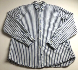 J.Crew Button Up Shirt Mens Medium M Blue White Striped Long Sleeve Tailored Fit - Picture 1 of 7