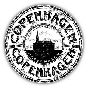 Copenhagen City Denmark Grunge Travel Stamp Car Bumper Sticker Decal 5" x 5" - Picture 1 of 1