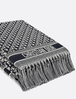 Dior Oblique Beach Towel Cotton Navy Blue And White New With Tags £750 - Image 1 of 3