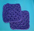 Coasters au crochet carrés vacances violet paillettes neuf lot de 2