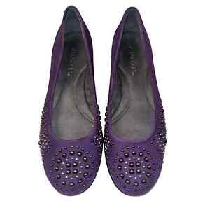 AEROSOLES Becxtreme Studded Suede Shoes Size 7.5 Purple Slip On Small Heel EUC