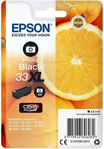 GENUINO EPSON 33XL Foto Cartucho Negro ORIGINAL Tinta Sellada T3361 NARANJAS REINO UNIDO 48 - Imagen 1 de 1