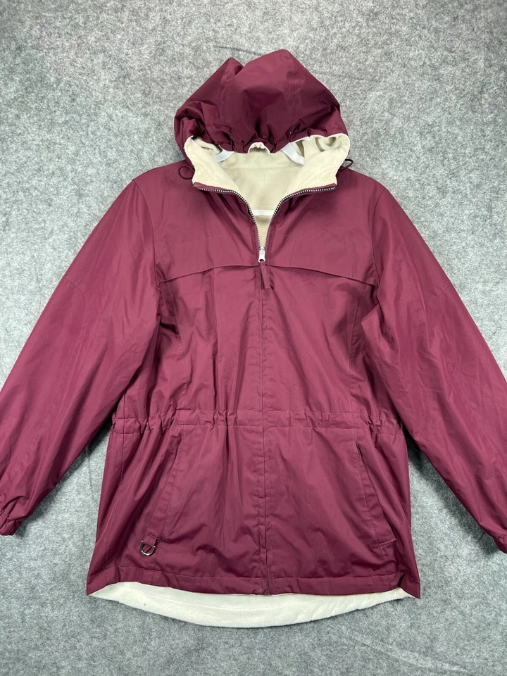 Womens Jackets Small Natural Reflections Reversible Red White Rain Coat Fleece - Image 1 of 4
