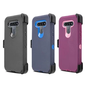 For LG K51 Q51 Holster Heavy Duty Hybrid Phone Case w/ Built-in Screen Kickstand - Picture 1 of 45