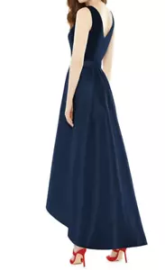 Alfred Sung Midnight Blue Sleeveless V-Neck Formal Hi-Low Dress Size 4 New WTags - Picture 1 of 6