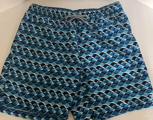 Speedo Black Blue White Polyester Mesh Lined Swim Trunks - XL - Picture 1 of 2