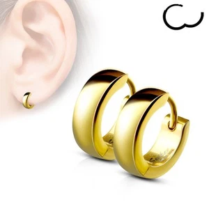 Pair of 4 mm Wide Classic Plain Dome Huggie Hoop Stainless Steel Earrings - Picture 1 of 5
