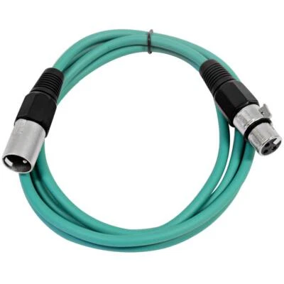 SEISMIC AUDIO 6 Foot Green XLR Patch Cable PA/DJ Mic Cord 3 Pin XLRM to XLRF