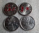 Lot of 4 2009 🇨🇦 Canada 25c Olympic Hockey Quarters 2 Colour 2 Non Mens/Womans